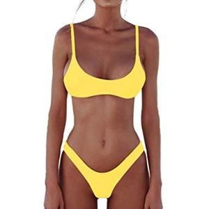 Yellow bikini with thong bottom